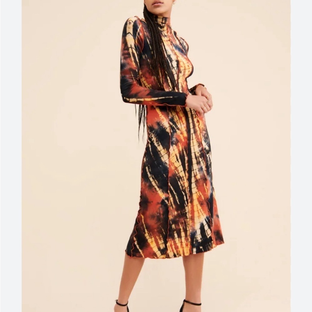 KIM SHUI Soho Saturday Midi Jersey Dress Tie Dye SEEN ON GIGI HADID Size Medium